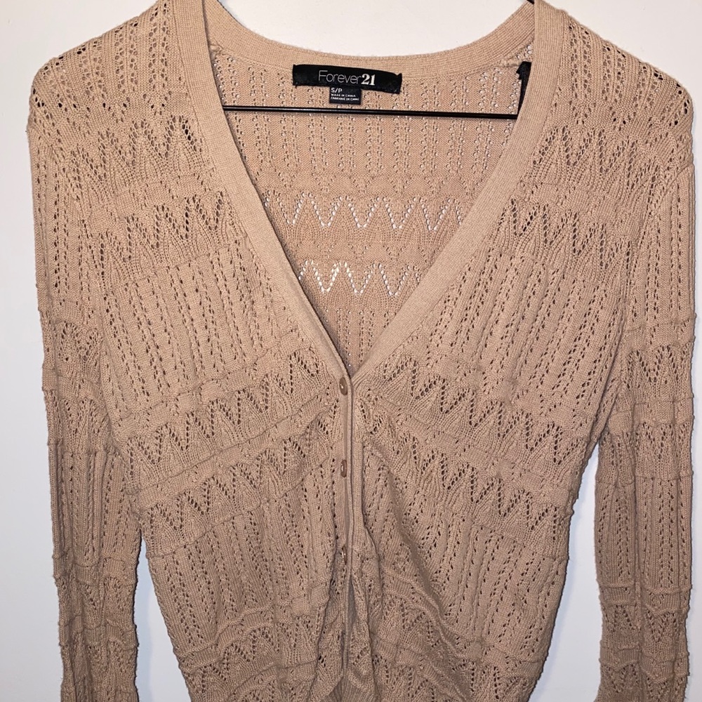 Forever 21 Beige Knitted Cardigan